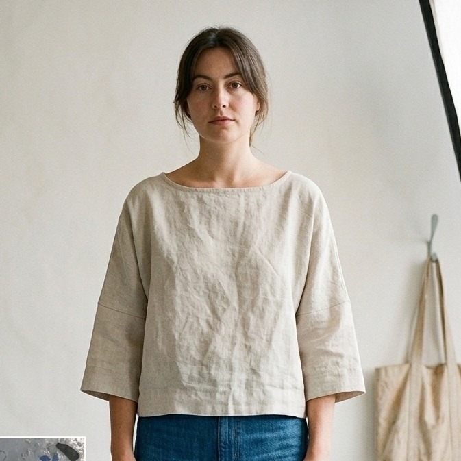 Women's Linen Boatneck Blouse In Natural